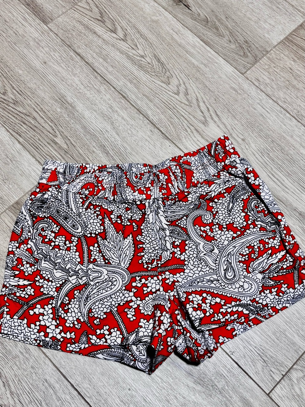 J. Crew orange Paisley and Floral High-Waist Shorts